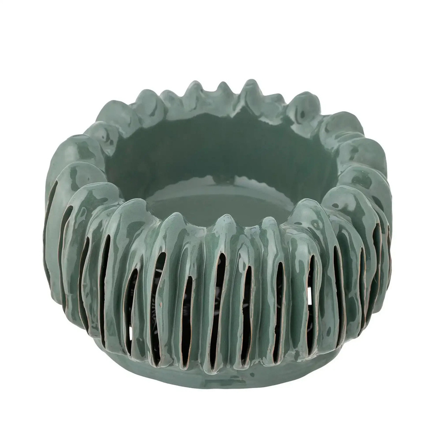 Bloomingville Blumentopf Mavel aus Keramik in Grün mit Rillen Design, Höhe: 25 cm - Bild 1