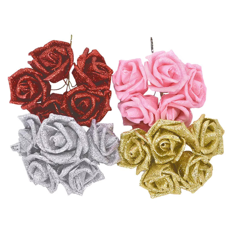 ZQCXLD Künstliche Glitter Rosen aus Schaum in Rot, Rosa und Gold für Hochzeit und Party - Bild 2