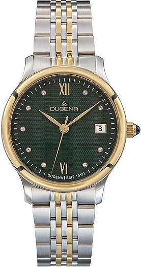Dugena Damenuhr, Quarz, Edelstahl, Grün, Saphirglas, 32 mm - Bild 1