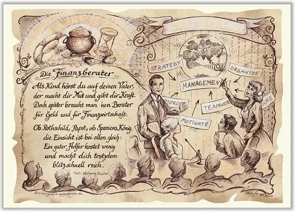 Zunftbild Finanzberater als Vintage Paper Poster auf Antikpapier in Beige, Braun und Schwarz, Format A4 - Bild 1