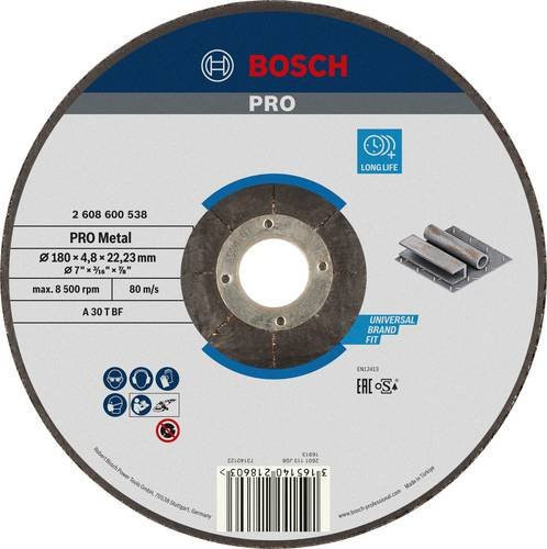 Bosch Schruppscheibe gekröpft für Metall, Durchmesser: 180 mm, Schwarz - Bild 1
