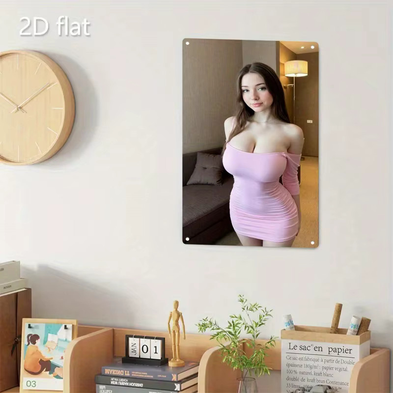 CIFBUY Wanddekorationsschild aus Metall mit weiblichem Gesicht in Rosa und Schwarz, modernes Kunstposter für dein Zuhause - Bild 4