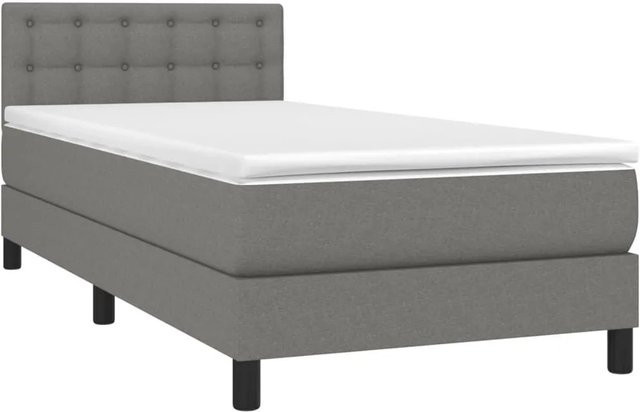 vidaXL Boxspringbett mit Matratze in Dunkelgrau, Hybridbett mit LED-Unterbettbeleuchtung und USB-Ladeanschluss, B/T/H: 80 x 200 x 103 cm - Bild 1