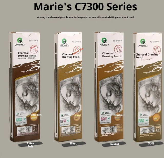 Marie's 4er-Set Holzkohle-Graphitstifte in Schwarz für Zeichnen, Skizzieren und Schattieren - Bild 1