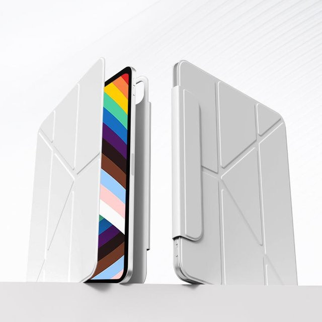 Magnetische Hülle für iPad Air 11 und 13 Zoll M2 M4 sowie iPad Mini 7 A17 Pro in Weiß - Bild 1