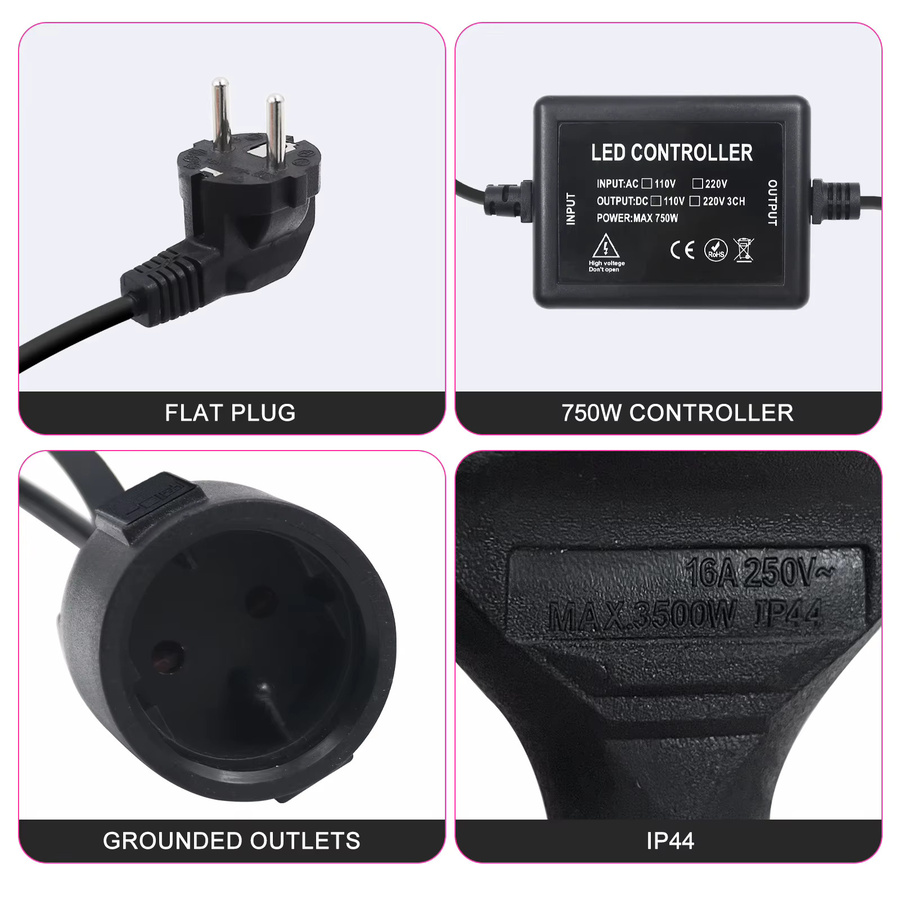GAHADA Dimmbarer LED-Controller mit Fernbedienung in Schwarz für LED-Streifen und Weihnachts-Lichterketten, 400 W - Bild 4