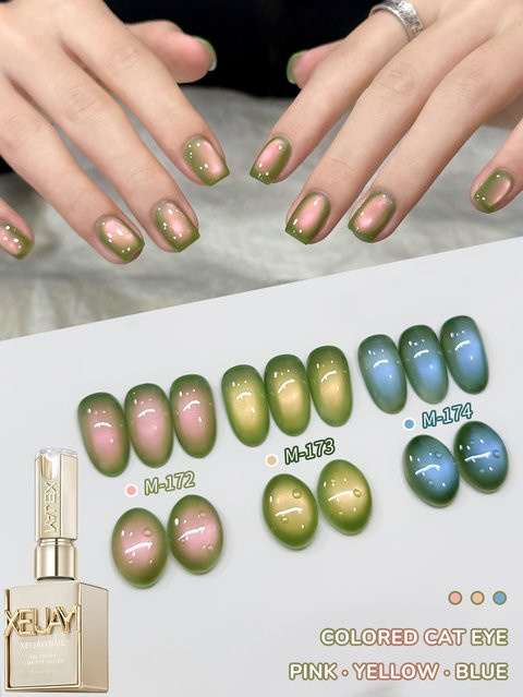 XEIJAYI Guava Katzenauge Magnetischer Gel-Nagellack, 3er-Set, 15 ml, glänzend - Bild 1