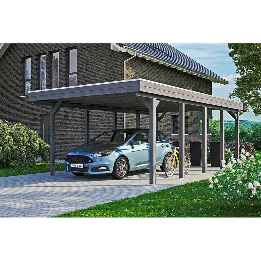 Skan Holz Carport Friesland in Schiefergrau mit Aluminiumdach, B/T: 397 x 708 cm, Höhe: 241 cm - Bild 2