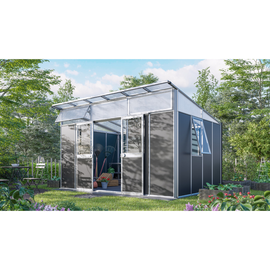 Vitavia Gerätehaus Kosmos mit Pultdach in Weiß und Anthrazit, 11,5 m² - Bild 2