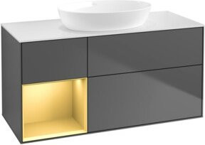V&B Waschtischunterschrank Finion mit Wandbeleuchtung, Anthrazit lackiert, Breite: 120 cm, Höhe: 50,1 cm - Bild 1