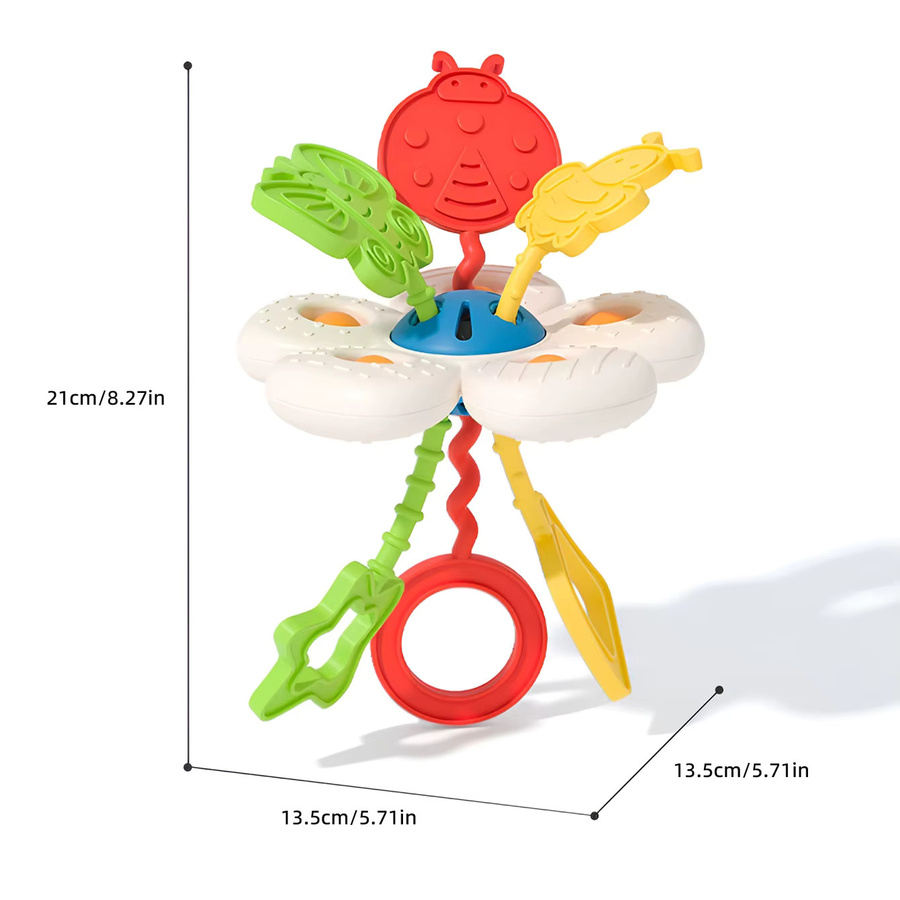 Baby-Spielzeug Rassel Tischblumen, Interaktiver Beißring, Silikon, Bunt / Mehrfarbig - Bild 2