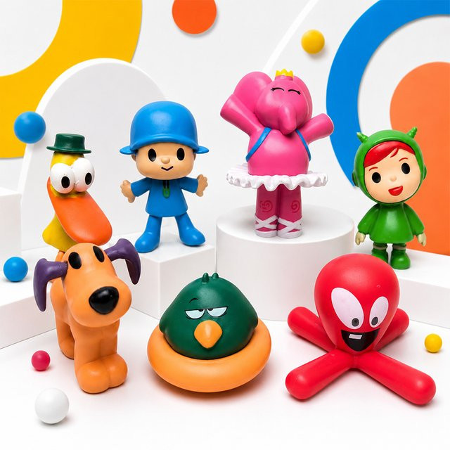 Bandai Pocoyo Tierfiguren, 7-teiliges Set, Puppen, Kunststoff - Bild 1