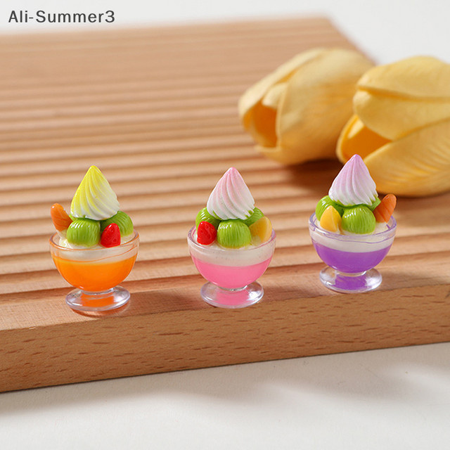 6-teiliges Set Puppenhaus Miniatur Creme Tasse Eisbecher Eis Spielzeug, Bunt / Mehrfarbig, Zubehör - Bild 1