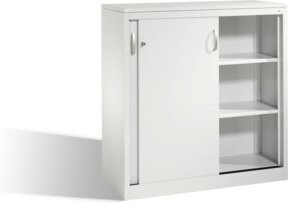 C+P Akten-Sideboard Acurado mit Schiebetüren, 3 Ordnerhöhen, Farbe Lichtgrau, H: 120 cm, B: 120 cm, T: 50 cm - Bild 1
