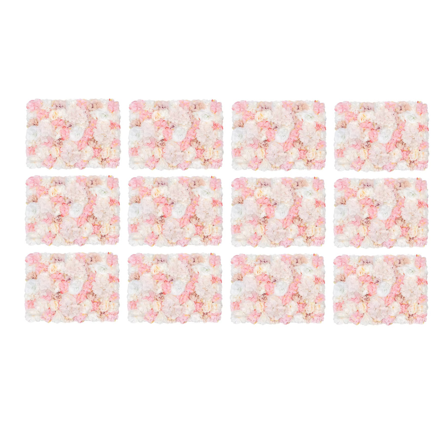12 Stück Künstliche Blumenwand-Dekoration Bymaocar mit rosa Seidenrosen und Kunststoff-Rückwand für Hochzeit, Geburtstag oder Party - Bild 3