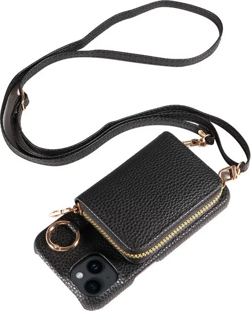Samsung Wallet Handyhülle aus PU-Leder mit Kartensteckplätzen und Lanyard für Galaxy S25 S24 S23 S22 S21 S20 Ultra Plus FE in Schwarz und Beige - Bild 1