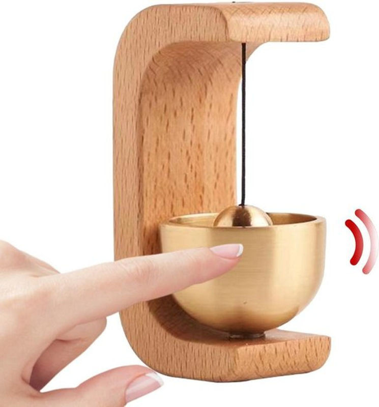 Magnetische Holz Türklingel als dekoratives Glockenspiel in Gelb für Kühlschrank und Eisentüren - Bild 1