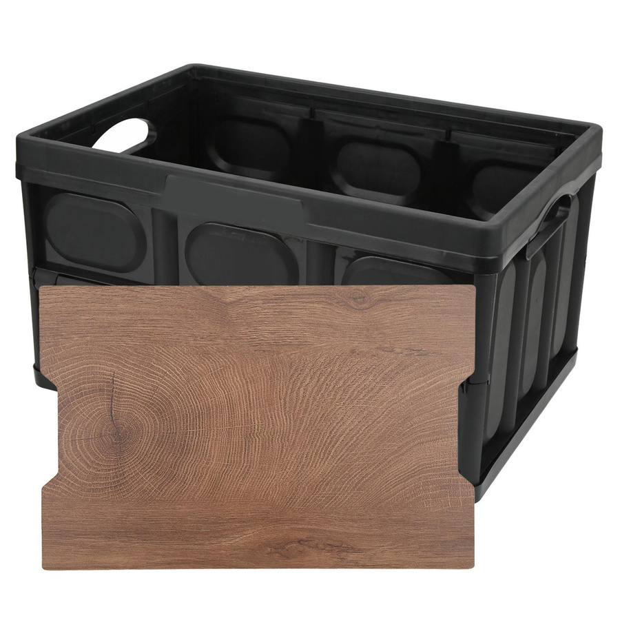 Multifunktionale faltbare Outdoor Aufbewahrungsbox mit Holzplatte, 30L, Schwarz - Bild 4