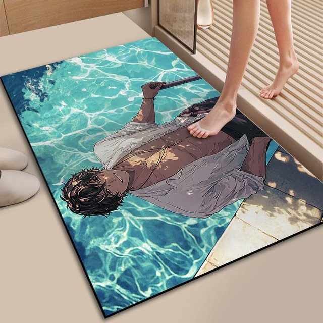 Saugfähige Kieselgur Fußmatte Signatur Hübscher Junge, blau, B/T: 60 x 40 cm - Bild 1