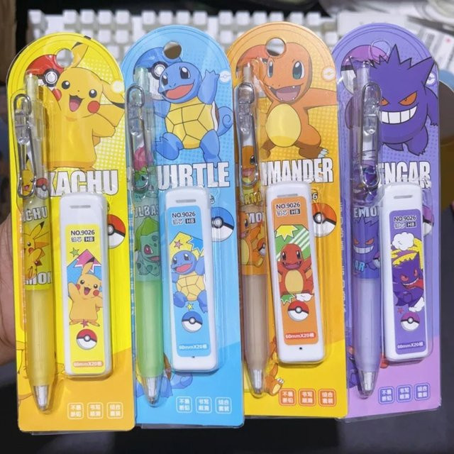 Bandai Pokemon Druckbleistift-Set mit HB-Minen in Multicolour für Schule und Kunstskizzen - Bild 1