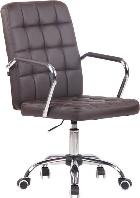 TPFLiving Bürostuhl Tenor in Braun aus Kunstleder mit Armlehnen und Rollen, H x B x T: 103,0 x 56,0 x 60,0 cm - Bild 1