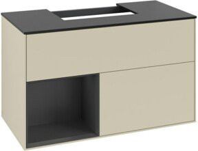 V&B Waschtischunterschrank Finion 100 Wandhängend in Weiß und Grau lackiert - Bild 1