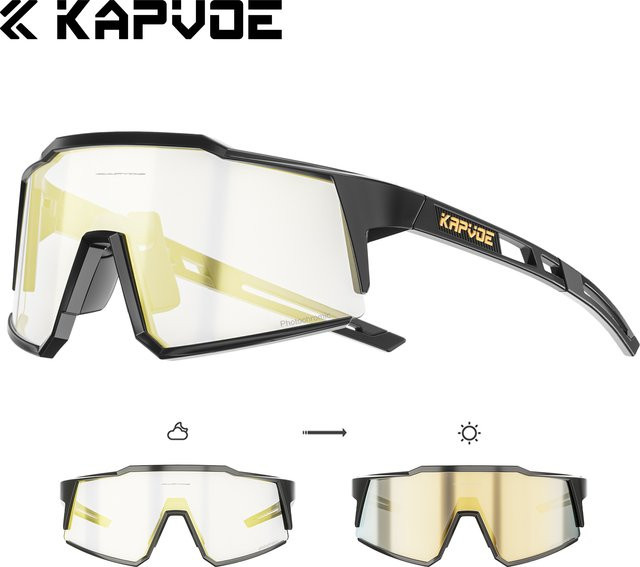 Kapvoe Sportsonnenbrille, Vollrand, Kunststoff, Unisex, transparent, black - Bild 1