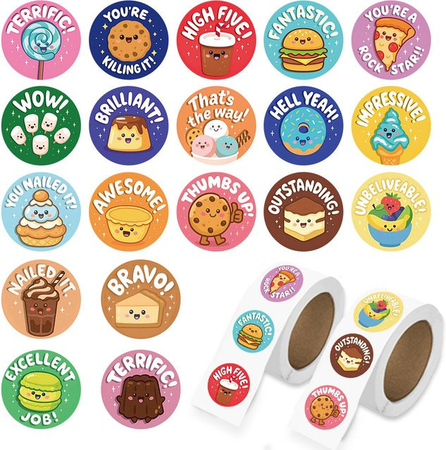 Wasserdichte selbstklebende Cartoon Lebensmittel Dessert Aufkleber mit positiven Worten in Mehrfarbig für Scrapbooking und Briefpapier - Bild 1