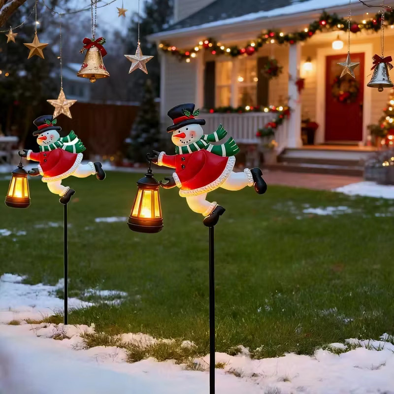 Leclstar Solar Gartenleuchte aus Metall in Mehrfarbig als Schneemann und Santa Claus für die Weihnachtsdekoration im Außenbereich - Bild 2