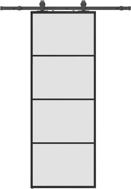 vidaXL Schiebetür aus ESG-Glas in Schwarz mit Beschlag, B: 76 cm, H: 205 cm - Bild 1