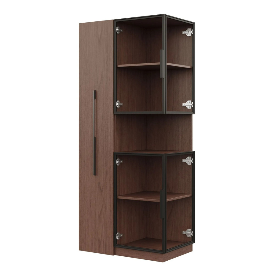 okwish Vitrinenschrank mit LED-Beleuchtung und Glastüren in Braun, B/T/H: 70 x 38 x 160 cm - Bild 2
