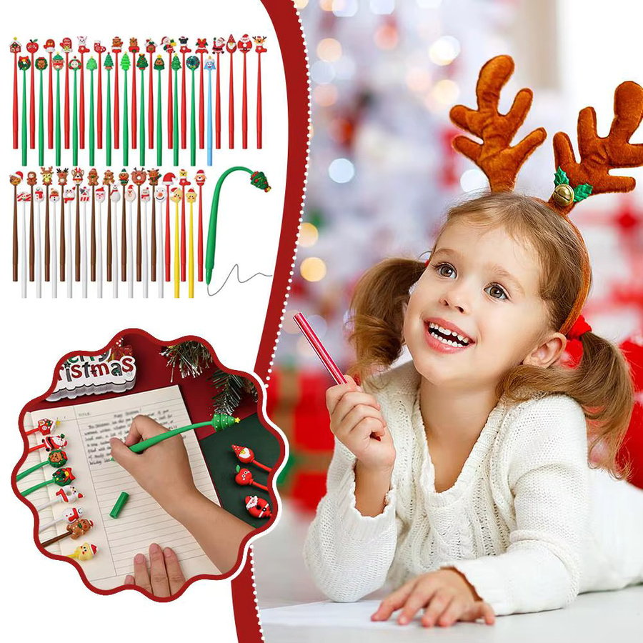 FunStationery Cartoon Weihnachten Gelstift mit weichem Silikon-Shell und 3D-Kopf, 0,5mm, Mehrfarbig - Bild 4