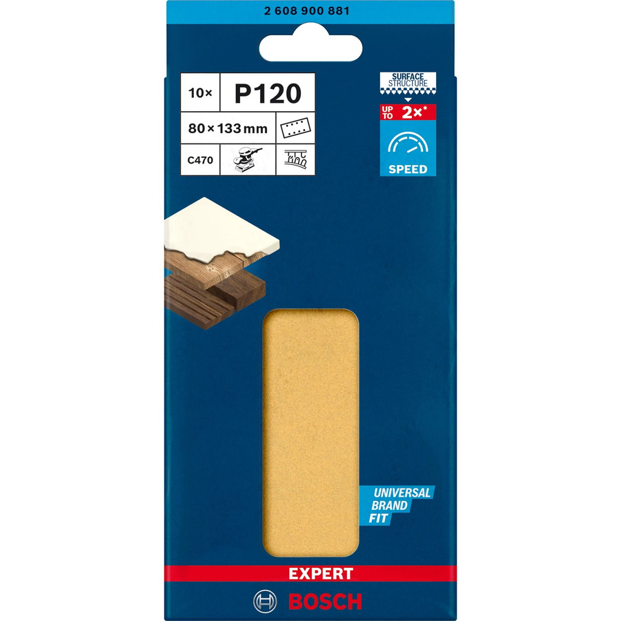 Bosch Expert C470 Schwingschleifpapier gelocht Körnung 120 B: 133 mm, T: 80 mm, 10 Stück - Bild 3