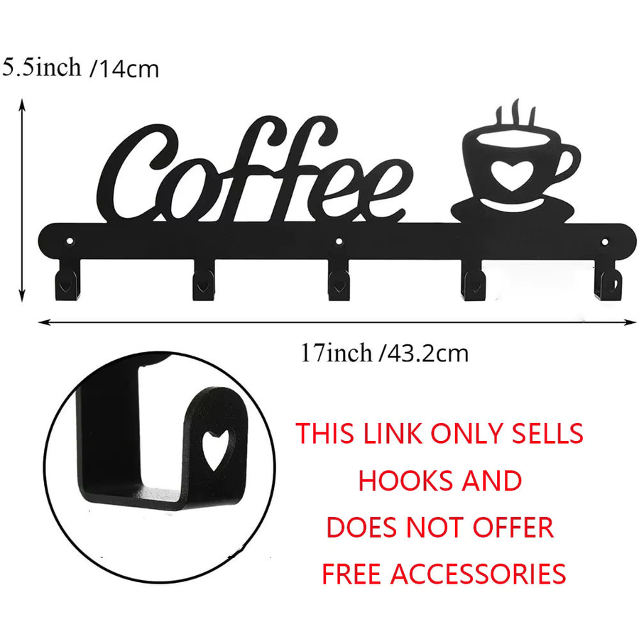CIFBUY Wandmontierter Kaffeetassenhalter aus Metall in Schwarz - Bild 6