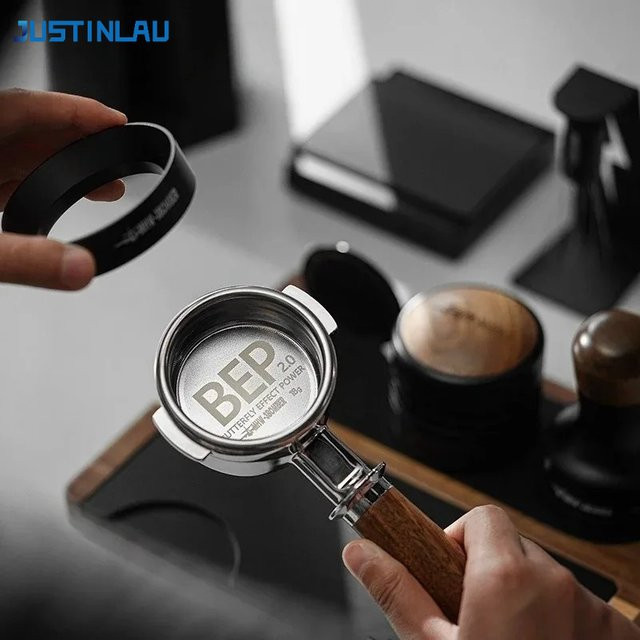 JUSTINLAU Edelstahl Espresso-Filterkorb aus Silber, wiederverwendbares Doppelschicht-Kaffeesieb für runden Siebträger - Bild 1