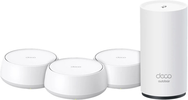 TP-Link Deco BE25 WiFi 7 Mesh-System 3er-Pack und Outdoor-Einheit, Dual-Band, Weiß - Bild 1