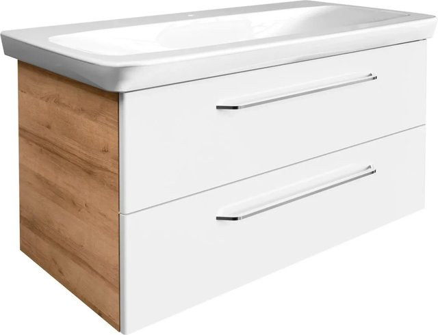Fackelmann Waschtischunterschrank Milano in Weiss, B/T/H: 100 x 47,6 x 49,2 cm - Bild 1