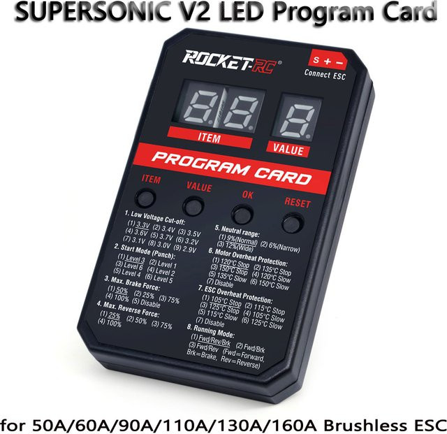 ROCKET-RC Supersonic V2 LED-Programmkarte, RC-Auto, elektronischer Geschwindigkeitsregler - Bild 1