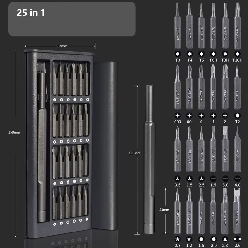 WHOOPEE Magnetisches Präzisions-Schraubendreher-Set in Grau für Laptop- und iPhone-Reparaturen mit elektrischen Tri-Wing- und Torx-Bits - Bild 2