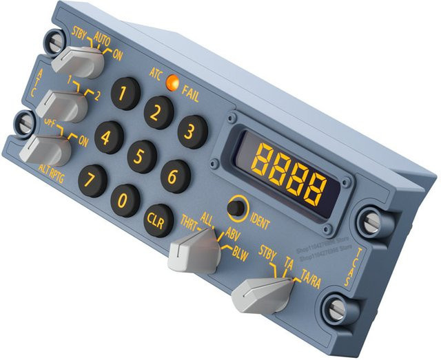 WINWING 32 TCAS/ATC Panel Simulations-Flugzentrum-Cockpit-Bedienfeld für XPlane und MSFS2020/MSFS2024 in Grau - Bild 1