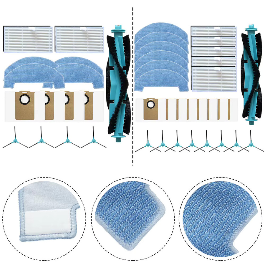 VIBRATITE Ersatzteil-Set für Ultenic T20 Pro und Honor S3 R3 Roboterstaubsauger mit Hauptbürste, Wischtuch, Filter, Staubbeutel und Seitenbürsten - Bild 2