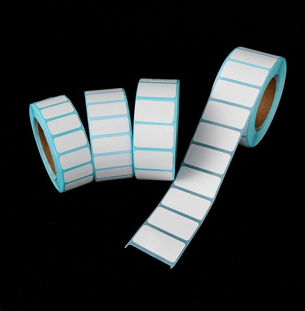 Wasserdichte Thermo Etiketten Blanko Aufkleber aus Papier in Weiß, 1000 Stück pro Rolle - Bild 1