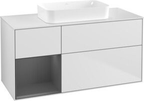 V&B Waschtischunterschrank Finion mit Regalfach links, Anthrazit und Weiß, lackiert, B: 120 cm, T: 60 cm - Bild 1