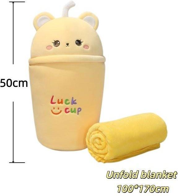 Milchtee Tasse Plüschkissen, Tier Stofftier, Gelb - Bild 1