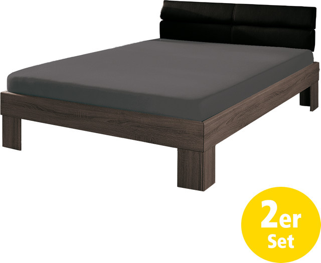 Dreamtex Jersey-Spannbetttuch 2er-Pack Grau, B/T: 100 x 200 cm - Bild 1