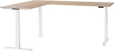 Schäfer Shop Genius Winkelschreibtisch Modena Flex, elektrisch höhenverstellbarer Eckschreibtisch in Eiche und Weiß, B: 200 cm, T: 240 cm - Bild 1