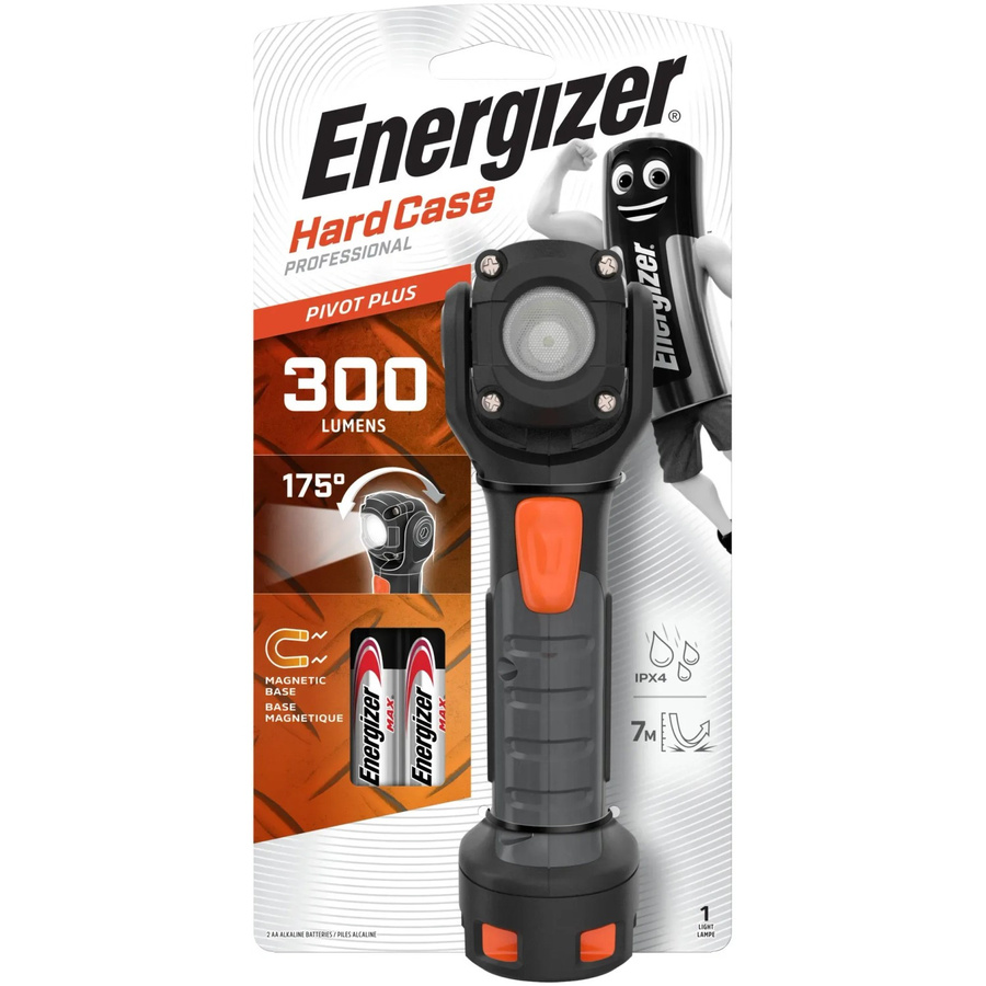 Energizer Hardcase Pivot LED Taschenlampe Schwarz-grau mit 300 Lumen und 2xAA Batterien - Bild 3