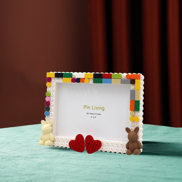 Pinliving Love DIY Baby Baustein Fotorahmen Set in Rot und Multicolour - Bild 1