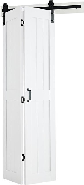 Buying Solutions MB MDF Doppelflügel-Schiebetüren im Scheunentür-Design mit H-Rahmen und Beschläge-Kit, Farbe: Weiß, B/H: 91,4 x 213,4 cm - Bild 1