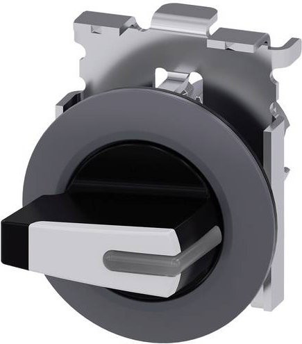 Siemens 3SU1062-2FF60-0AA0 Knebelschalter, beleuchtbar, rund, Metall, Weiß/Grau, bündig montiert - Bild 1